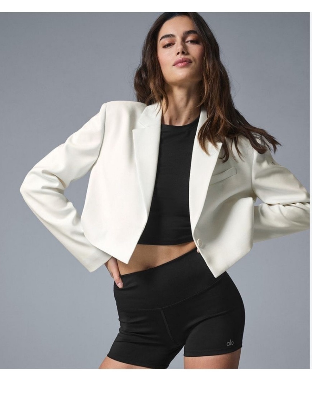 ALO Yoga Cream Cropped Blazer Jacket